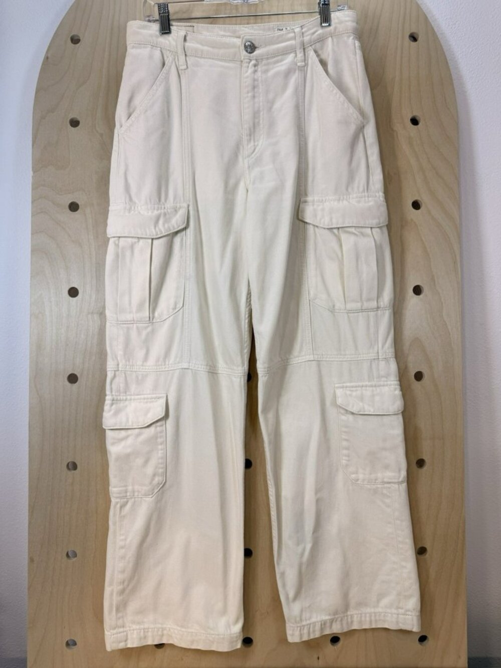 Rag & Bone Featherweight Cailyn Pants Womens Ecru Cream Denim Cargo Utility 27 - Picture 8 of 16